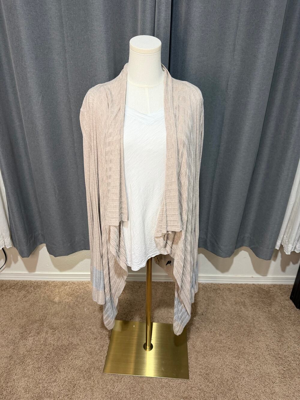 Lane Bryant 14/16 Beige Draped Waterfall Cardigan